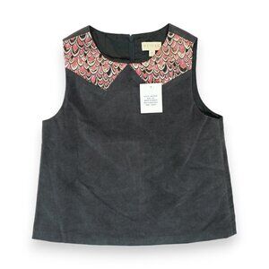 NWT Suoak New York Gray Velvet Peacock Top Size‎ 12Y Girls ~ Young